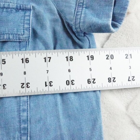 J.Crew Chambray Shirt Dress Womens 8 Blue Short Sleeve 1/4th Button Up - Picture 6 of 12